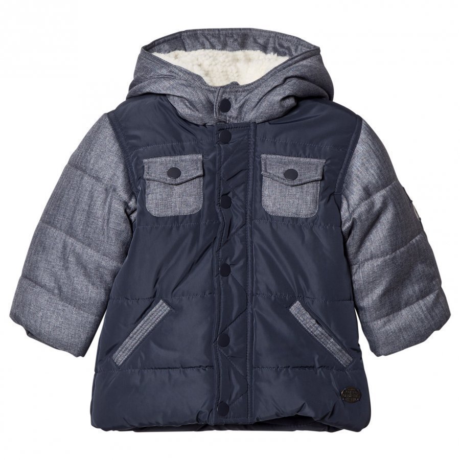 Absorba Blue Denim And Nylon Padded Coat With Fleece Lining Toppatakki