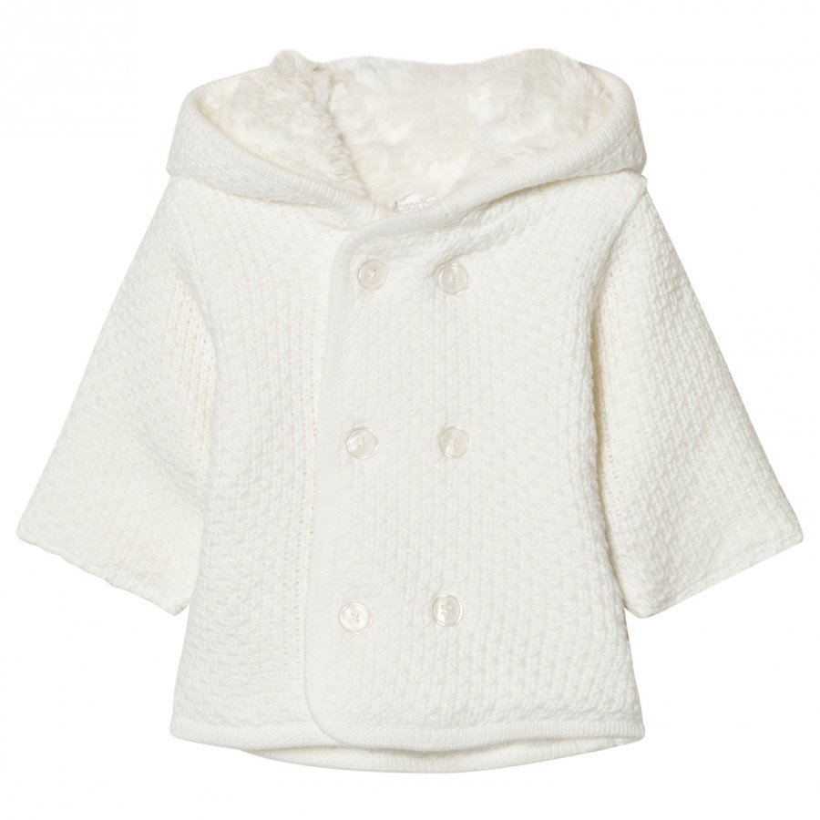 Absorba Cream Knit Hooded Coat With Faux Fur Lining Talvitakki