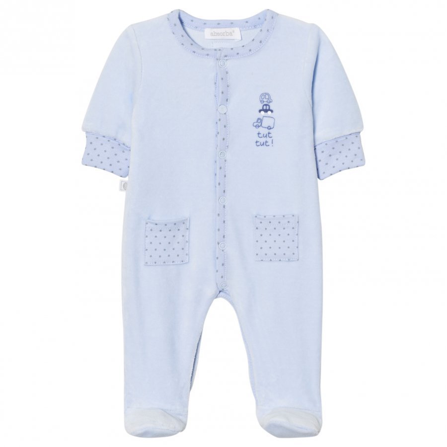 Absorba Footed Baby Body Blue Print Velour Body