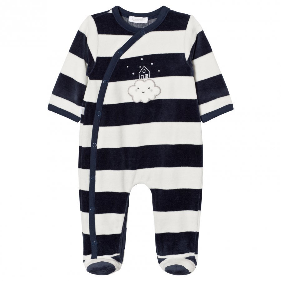 Absorba Footed Baby Body Navy White Cloud Stripe Velour Body