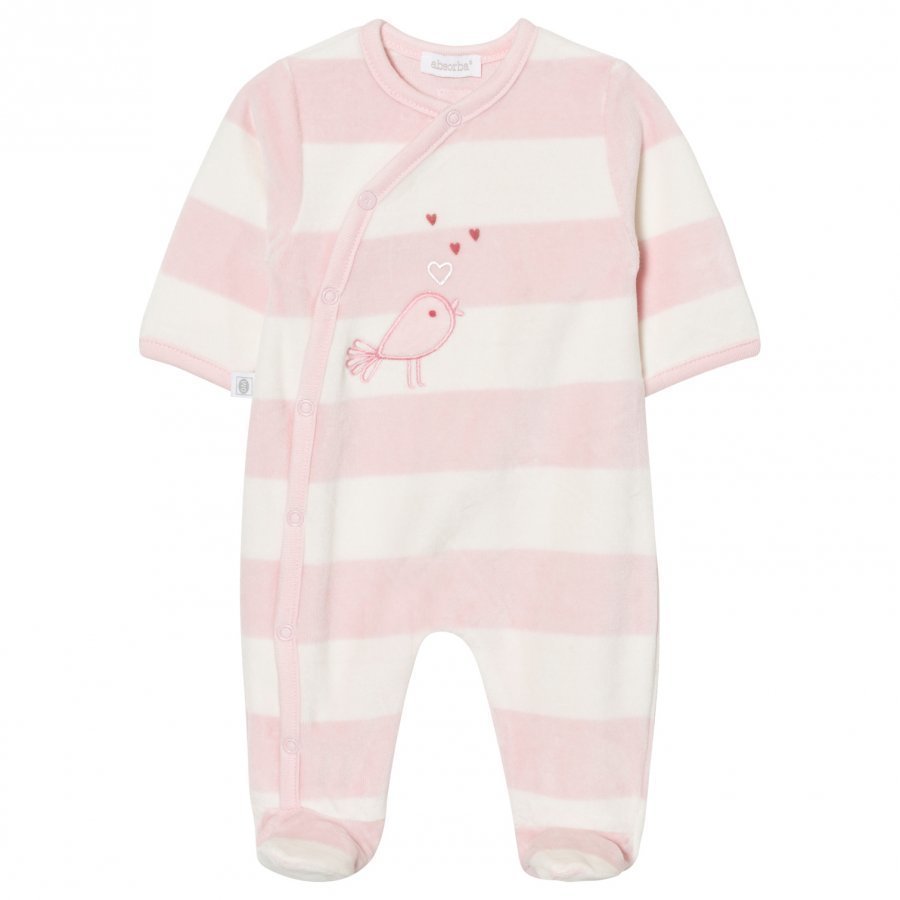 Absorba Footed Baby Body Pink Cream Stripe Velour Body