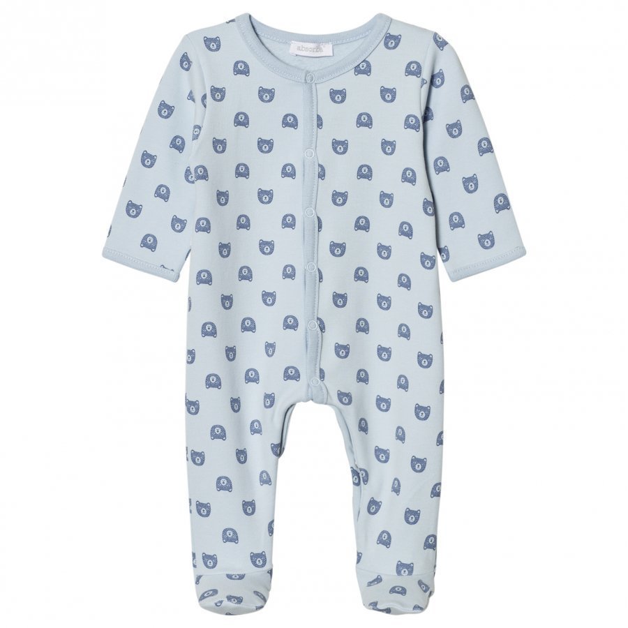 Absorba Pale Blue Bear Print Jersey Footed Baby Body