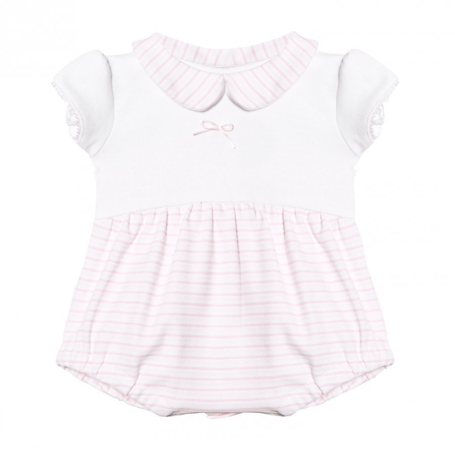 Absorba White And Pink Stripe Collared Jersey Bubble Body