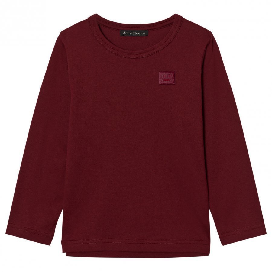 Acne Studios Mini Nash Face Burgundy Long Tee Pitkähihainen T-Paita