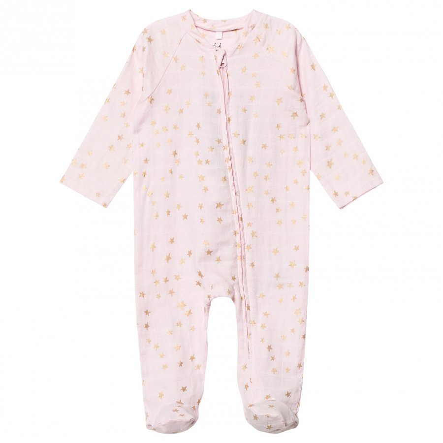 Aden + Anais Pale Pink Footed Baby Body Gold Star Metallic Body