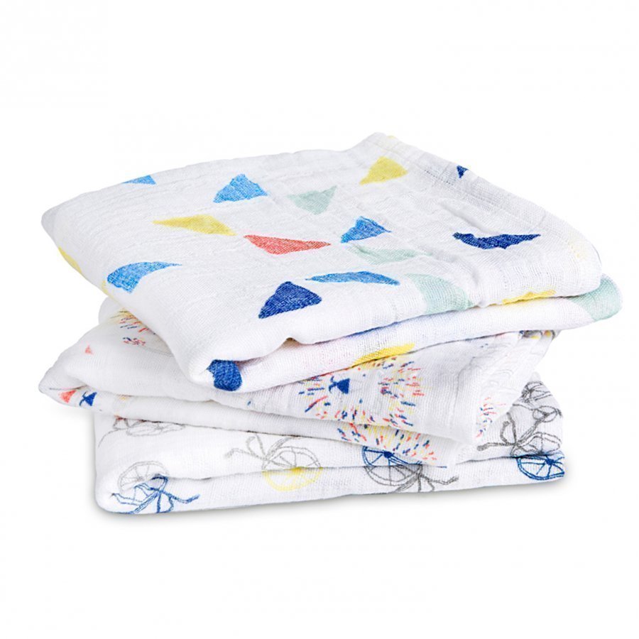 Aden + Anais White And Multicolor Graphic Musy 3 Pack Huopa