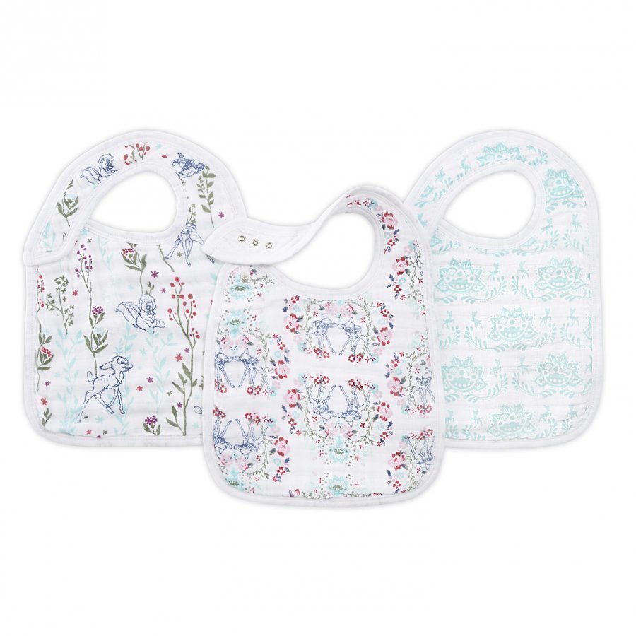 Aden + Anais White Bambi Snap Bibs 3 Pack Ruokalappu