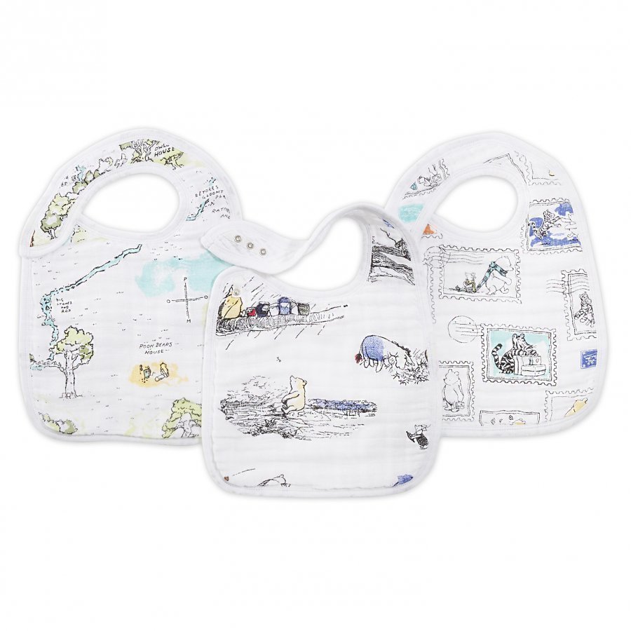 Aden + Anais White Winnie The Pooh Snap Bibs 3 Pack Ruokalappu