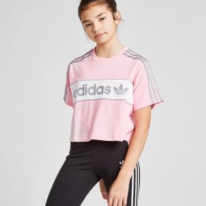 Adidas Originals Girls' Crop Linear T-Shirt Vaaleanpunainen