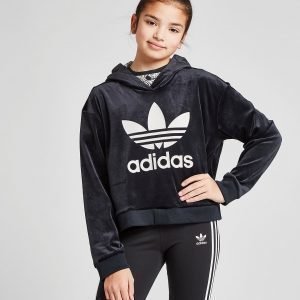 Adidas Originals Girls' Trefoil Crop Velour Huppari Musta