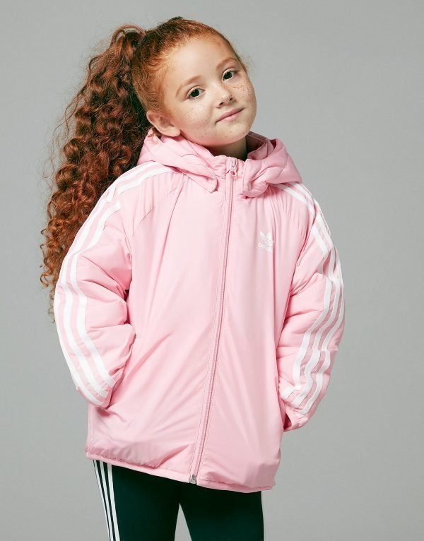 Adidas Originals Girls' Trefoil Padded Jacket Vaaleanpunainen