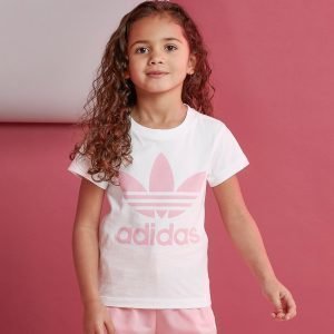 Adidas Originals Girls' Trefoil T-Paita Valkoinen