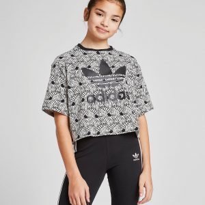 Adidas Originals Girls' Zebra All Over Print Crop Toppi Musta