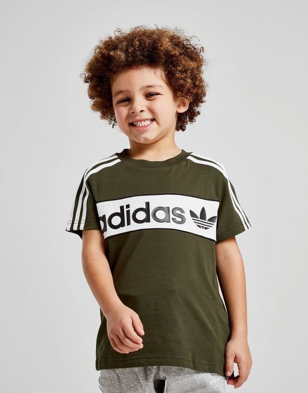 Adidas Originals Linear Colour Block T-Shirt Cargo / White