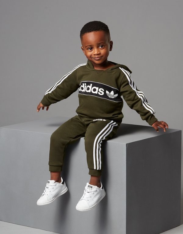 Adidas Originals Linear Overhead Tracksuit Infant Vihreä