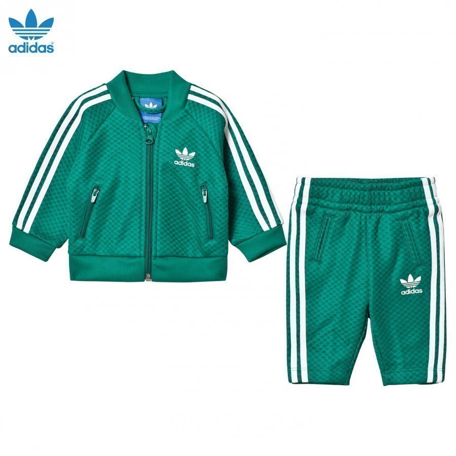 Adidas Originals Mesh Infant Tracksuit Green/White Verryttelyasu