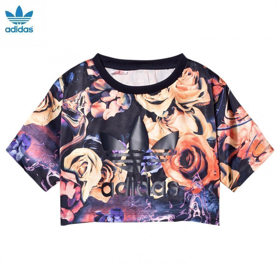 Adidas Originals Multi Rose Branded Cropped Tee T-Paita