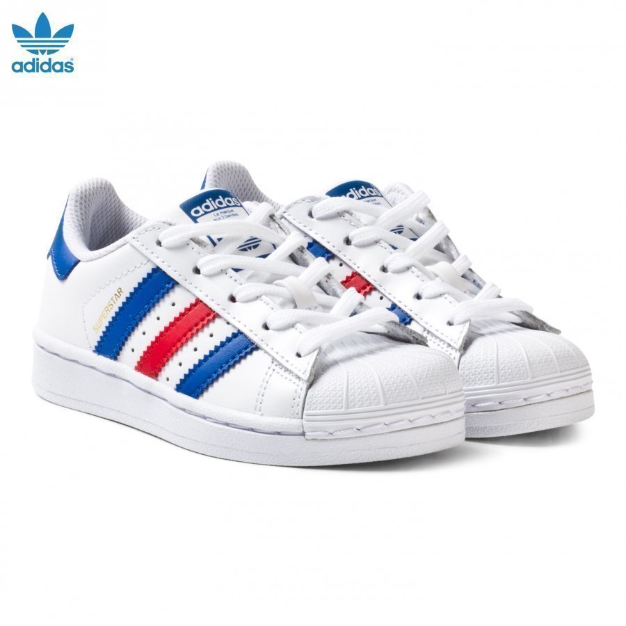 Adidas Originals Superstar Kids Trainers White Navy And Red Lenkkarit