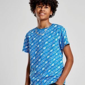 Adidas Originals Trefoil All Over Print T-Shirt Sininen