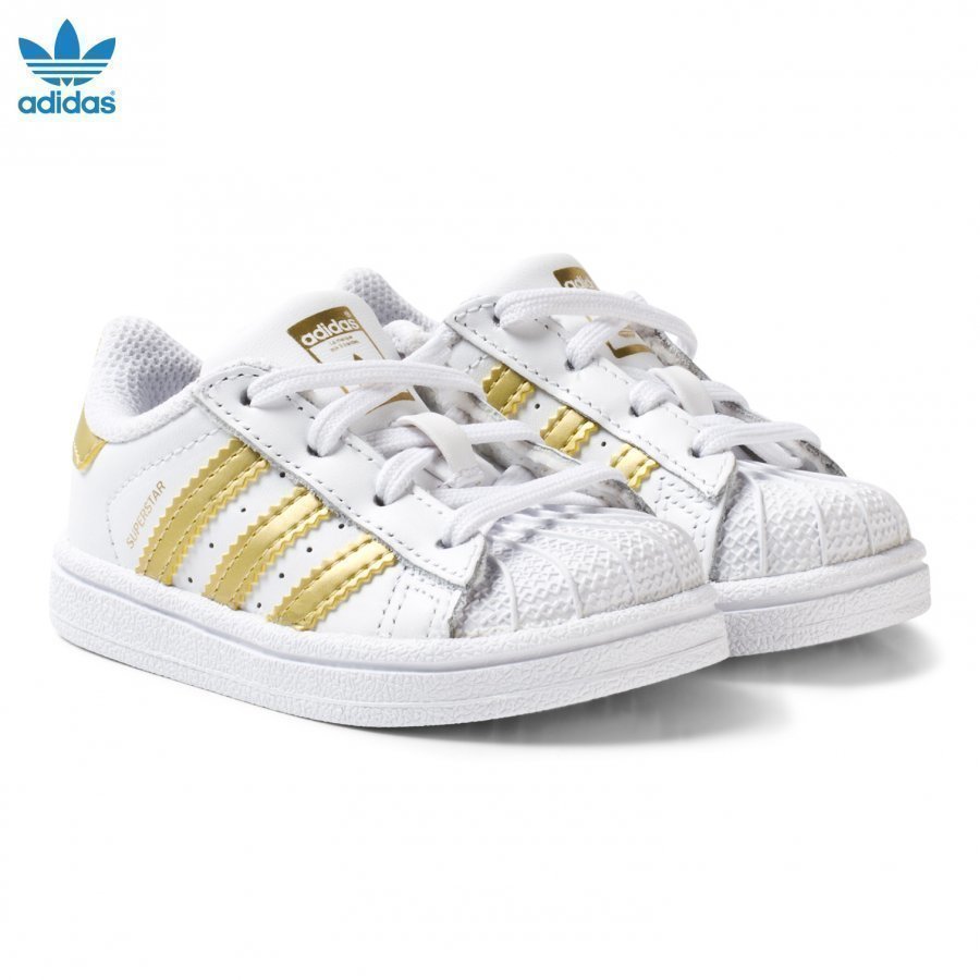 Adidas Originals White And Gold Superstar Infant Trainers Lenkkarit