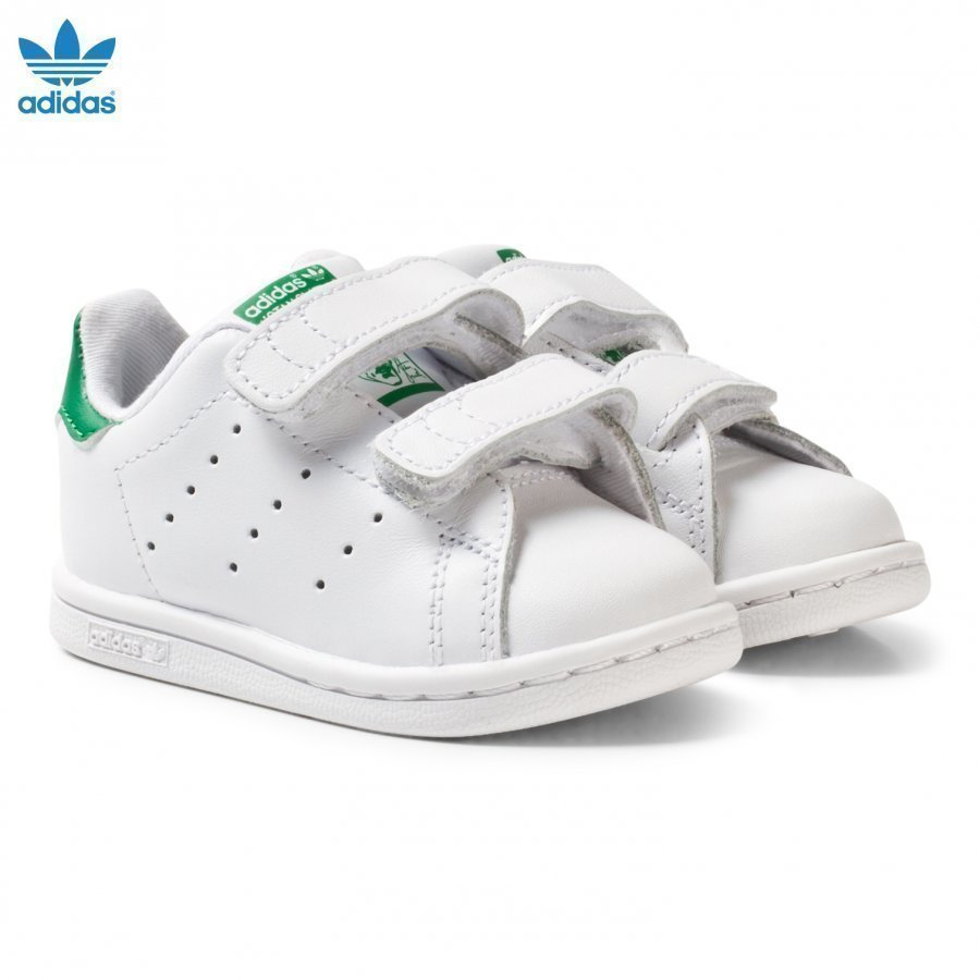 Adidas Originals White And Green Stan Smith Infants Velcro Sneakers Lenkkarit