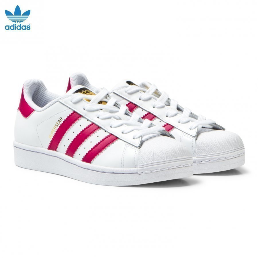 Adidas Originals White And Pink Junior Superstar Trainers Lenkkarit