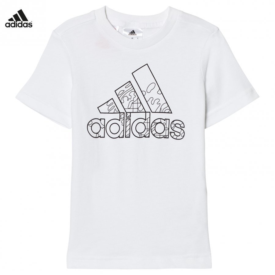 Adidas Performance White Branded Drawable Kids Tee T-Paita