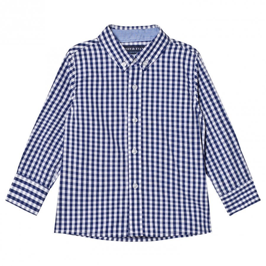 Andy & Evan Navy And White Gingham Button Down Shirt Kauluspaita