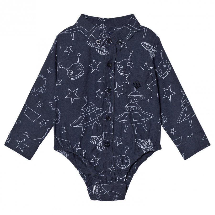 Andy & Evan Navy Galaxy Print Shirtzie Kauluspaita