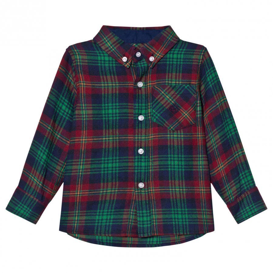 Andy & Evan Navy Red Green Plaid Flannel Shirt Kauluspaita