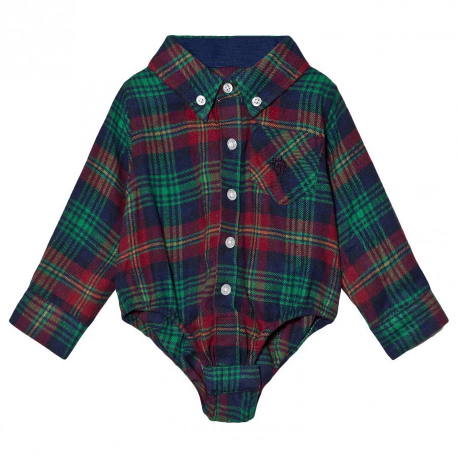 Andy & Evan Navy Red Green Plaid Flannel Shirtzie Kauluspaita