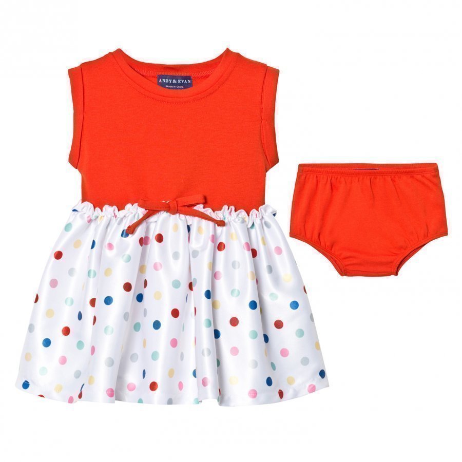 Andy & Evan Red Tee Dress With Spot Skirt Juhlamekko