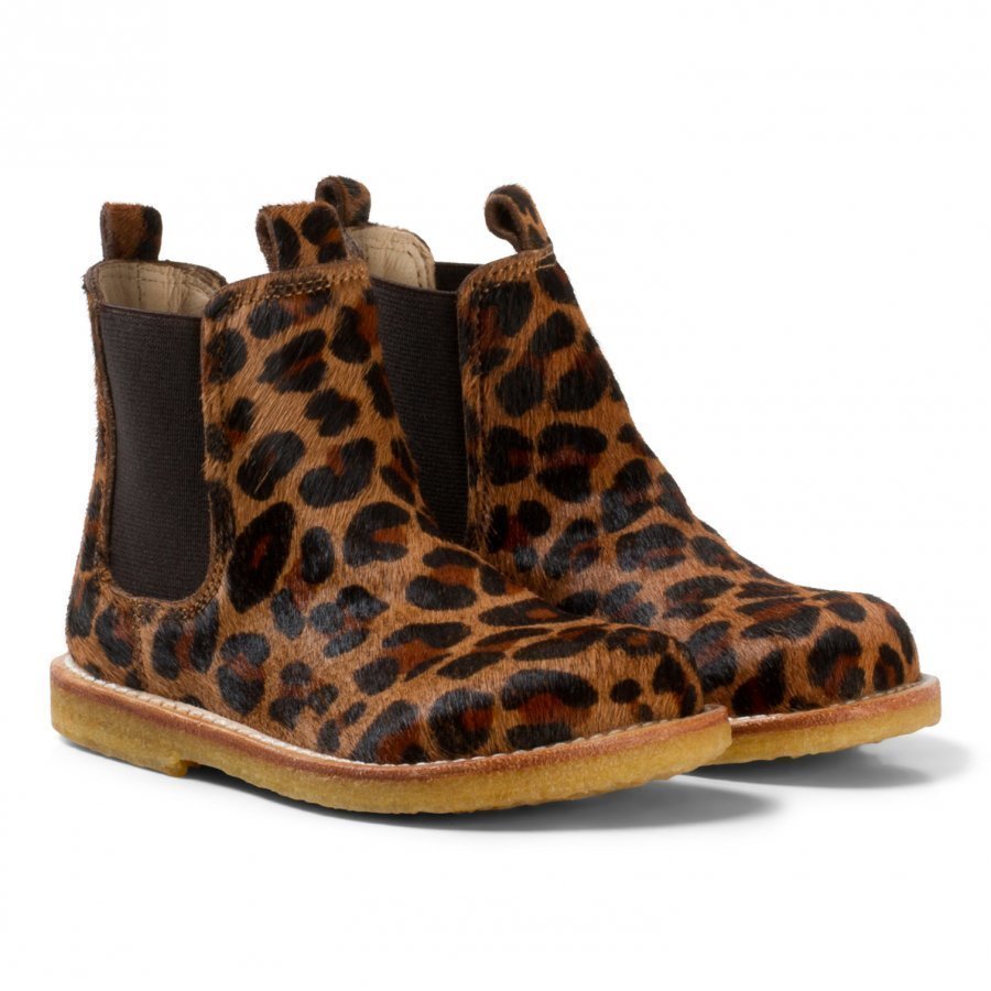 Angulus Dark Leopard Print Pony Hair Chelsea Boots Nilkkurit