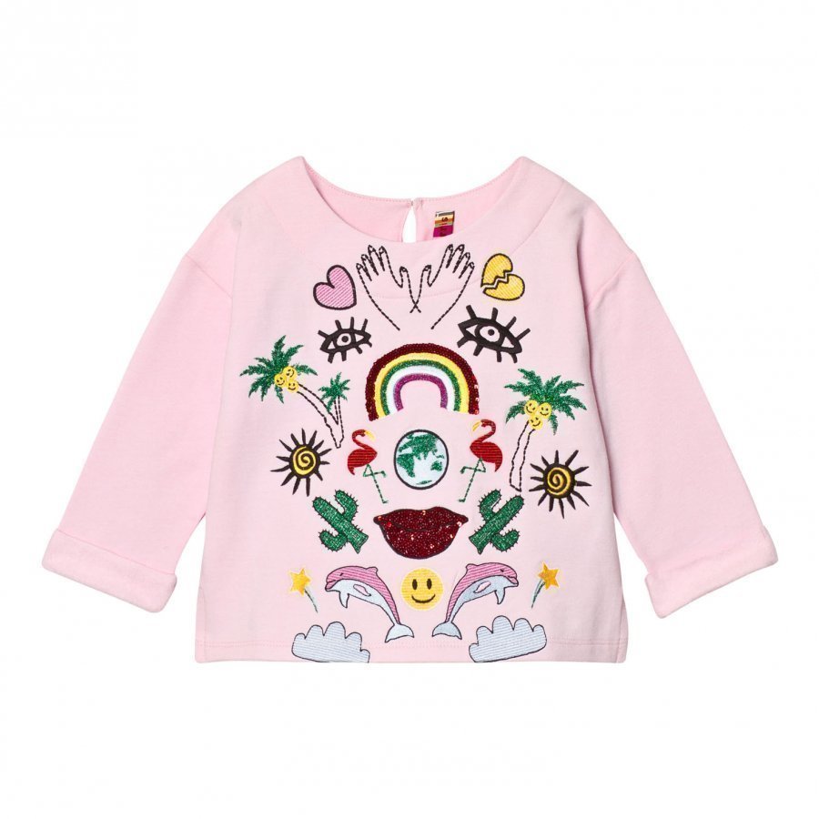 Anne Kurris Pink Sequin Jungle And Embroidereed Sweatshirt Oloasun Paita