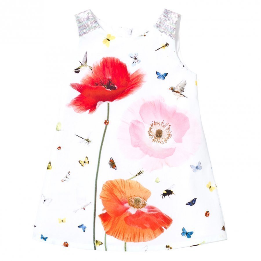 Anne Kurris White Poppy And Bird Print Dress Juhlamekko