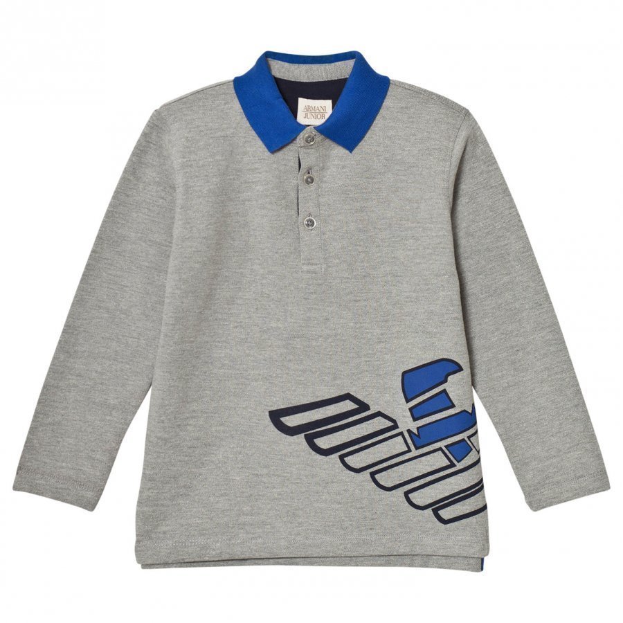 Armani Junior Grey Marl And Electric Blue Logo Polo Pikeepaita