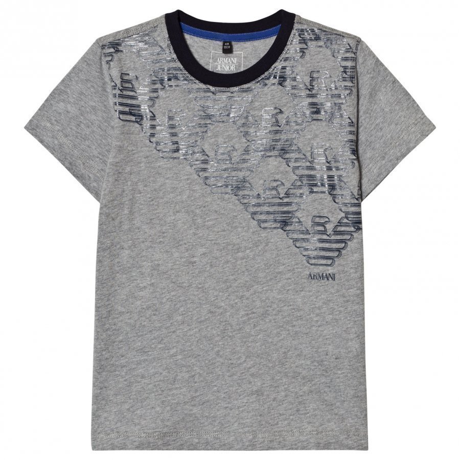 Armani Junior Grey Multi Eagle Logo Tee T-Paita