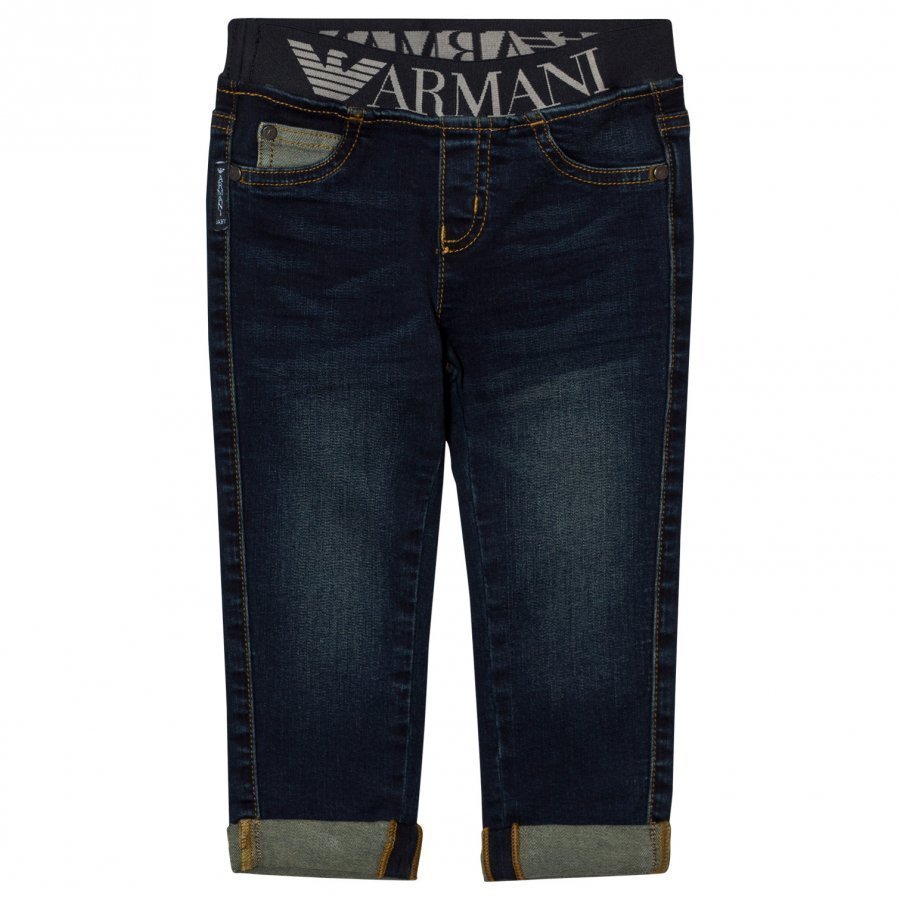 Armani Junior Mid Wash Logo Waistband Jeans Farkut