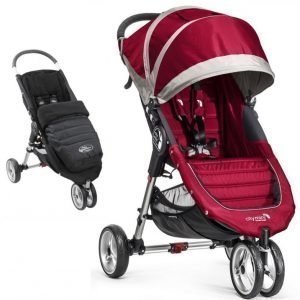 Baby Jogger Klapvogn + Kørepose City Mini Single 2014 Crimson/Grey + Black