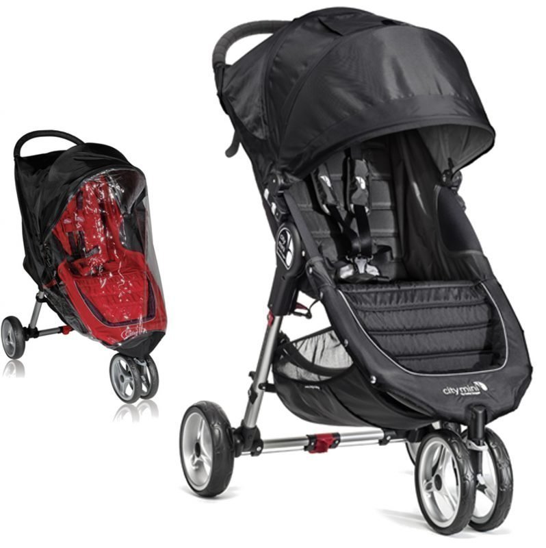 Baby Jogger Rattaat City Mini Single Black/Grey ttc Sadesuoja Paketti