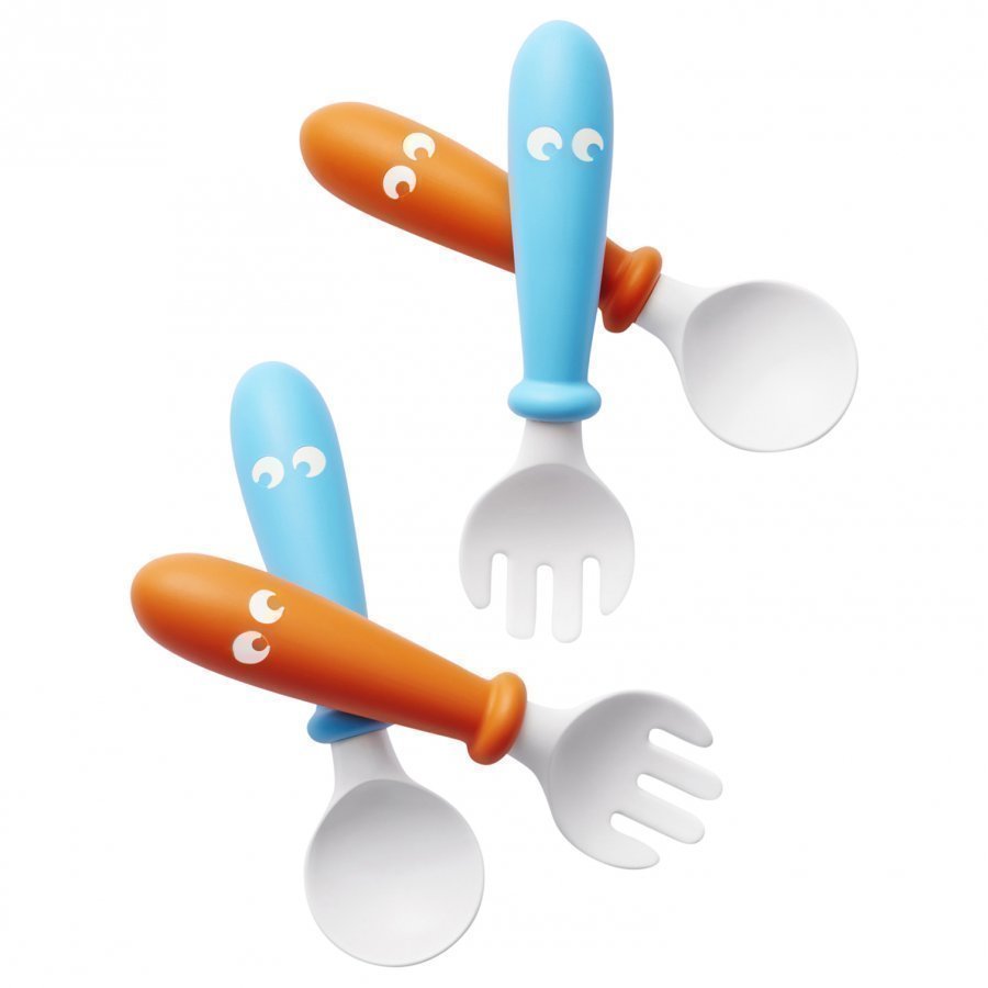 Babybjörn 2 Set Spoon & Fork Orange/Turquoise Ruokailusetti