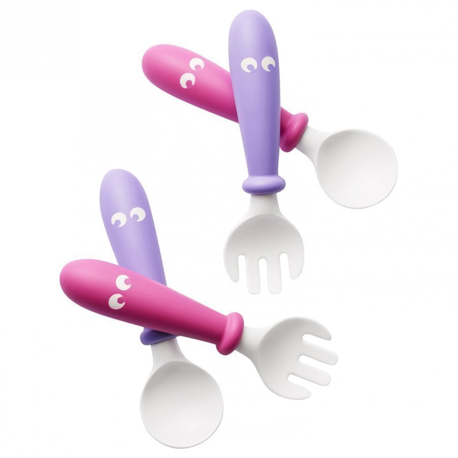 Babybjörn 2 Set Spoon & Fork Pink/Purple Ruokailusetti
