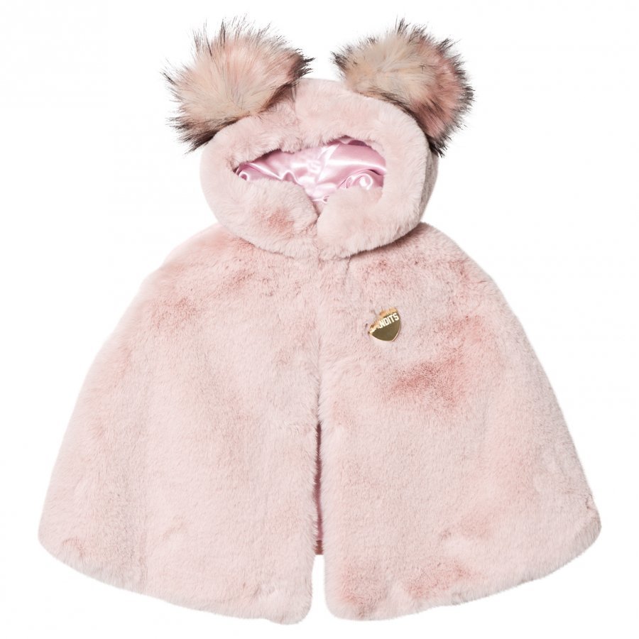 Bandit's Girl Pink Faux Fur Cape With Pom Pom Hood Viitta