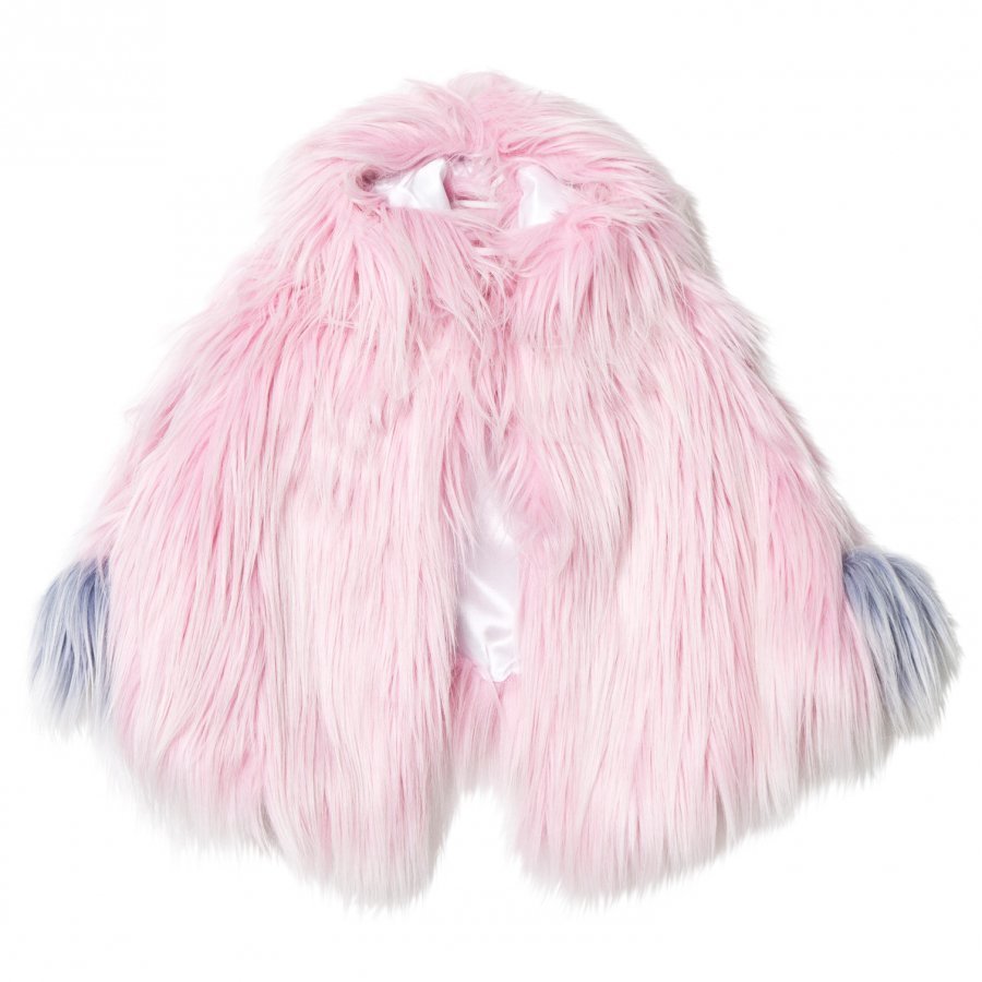 Bandit's Girl Pink Shaggy Faux Fur Pink Cape With Pom Pom Viitta