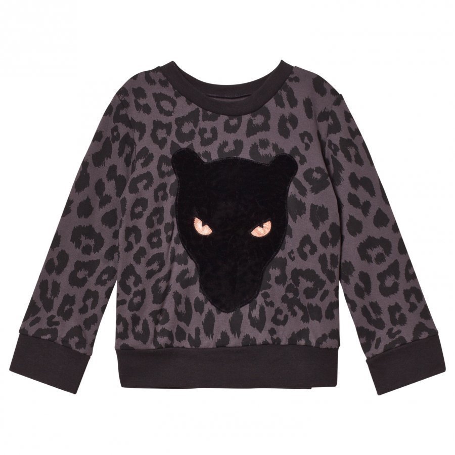 Bang Bang Copenhagen Black Leoprint Applique Sweatshirt Oloasun Paita