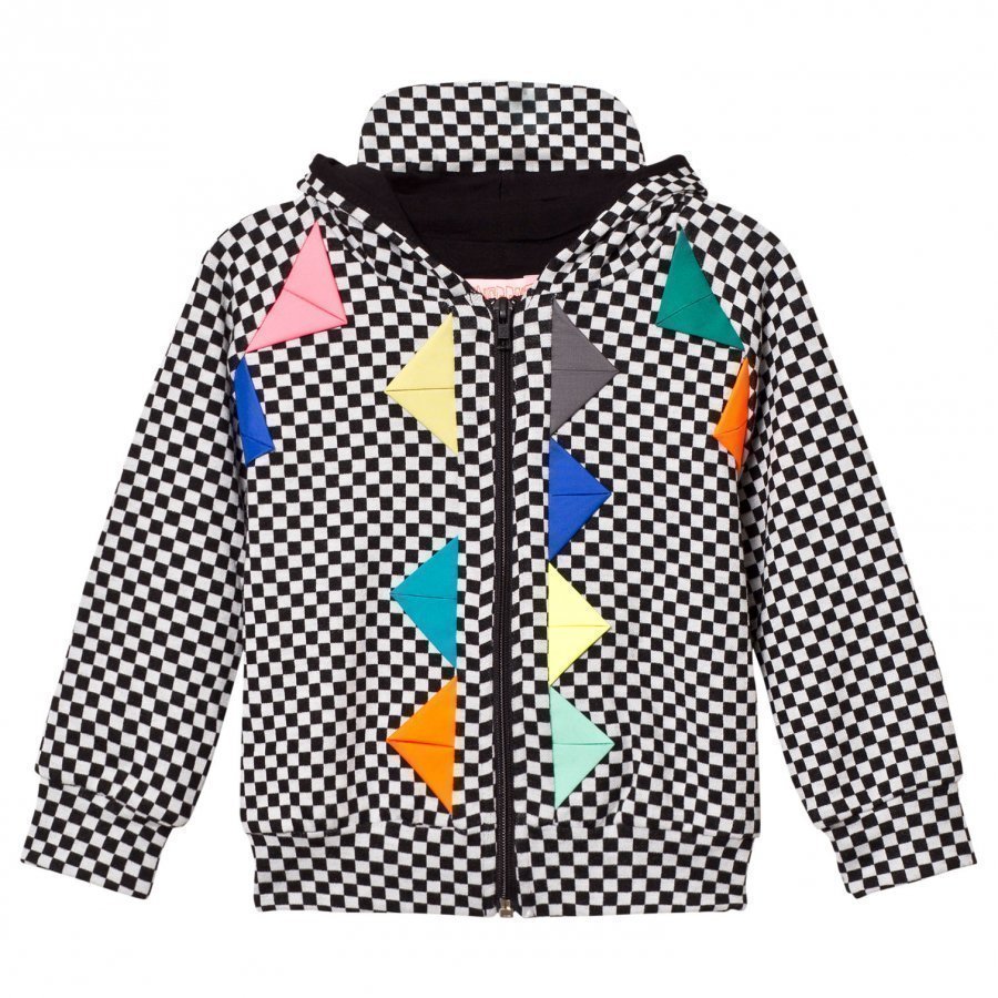 Bang Bang Copenhagen Black/White Checkerboard Neon Detail Hoodie Huppari