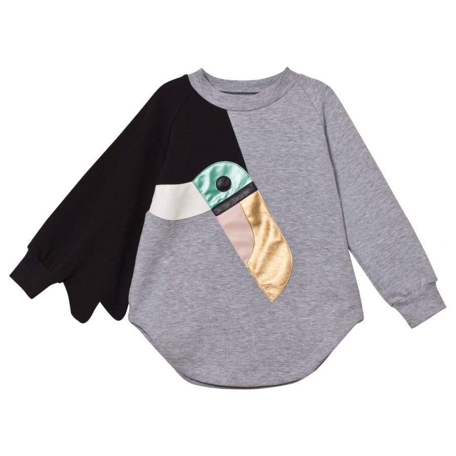 Bang Bang Copenhagen Grey Marl Toucan Love Bird Sweat Dress Mekko