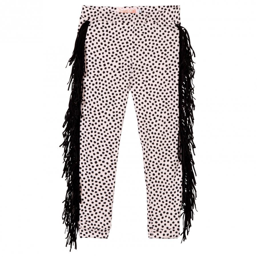 Bang Bang Copenhagen Wayne Dot Leggings Pale Pink And Black With Fringing Legginsit