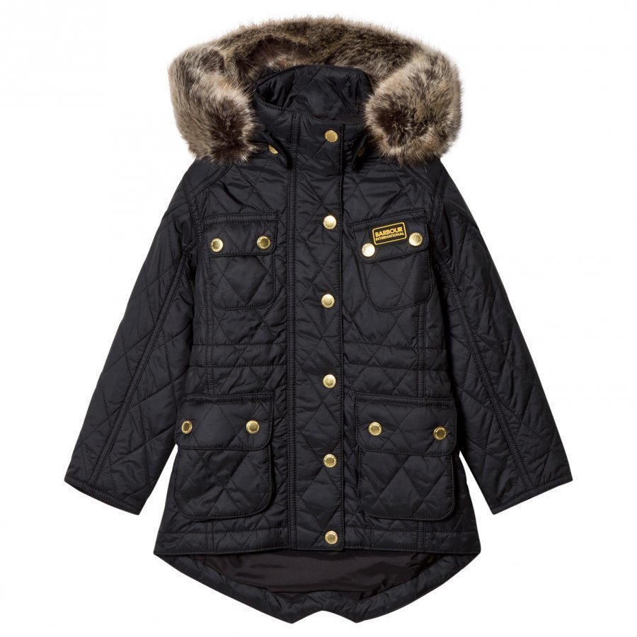 Barbour Black Enduro Long Line International Quilt Parka Parkatakki