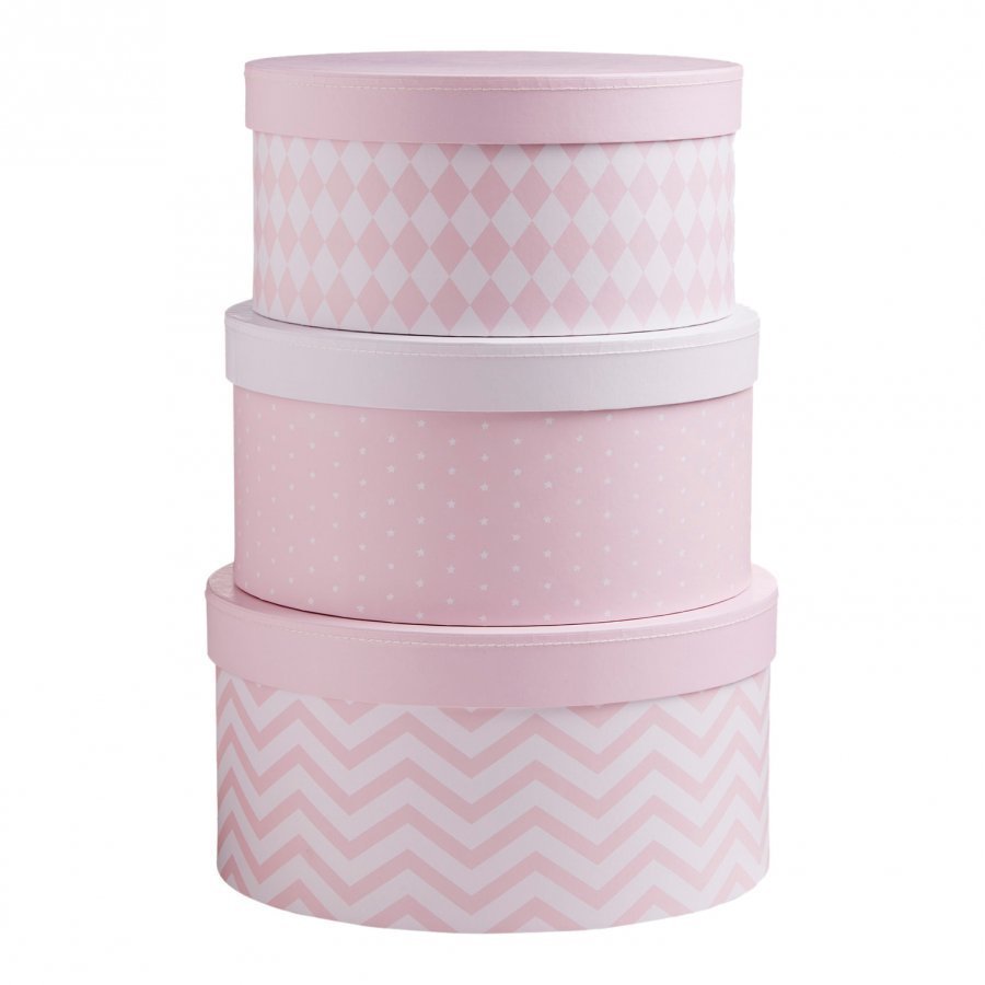 Barnkammaren Round Storage Box Set Pink Säilytyslaatikko